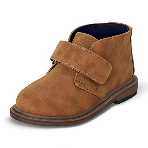 Boys Dress Shoes School Uniform Toddler Hook-and-Loop Classic Oxford Boots Comfortable Loafer Tan US 7