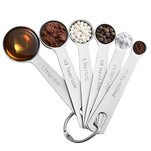 MELOP Stainless Steel Measuring Spoons for cooking baking, Teaspoon Tablespoon Set for Measuring Dry and Liquid Ingredients Set of 6 MELOP Stainless Steel Measuring Spoons for cooking baking, Teaspoon Tablespoon Set for Measuring Dry and Liquid Ingredients Set of 6