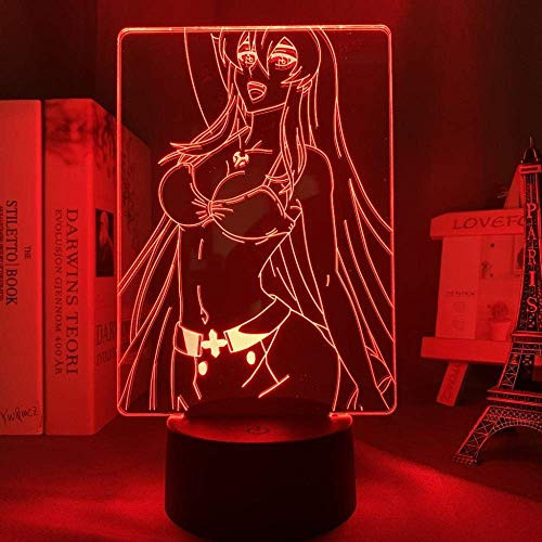 3D Illusion lamp Anime Akame Ga Kill Esdeath Led Night Light for Room Decor Nightlight Kid Child Birthday Gift Akame Ga Kill Esdese Light(Remote)