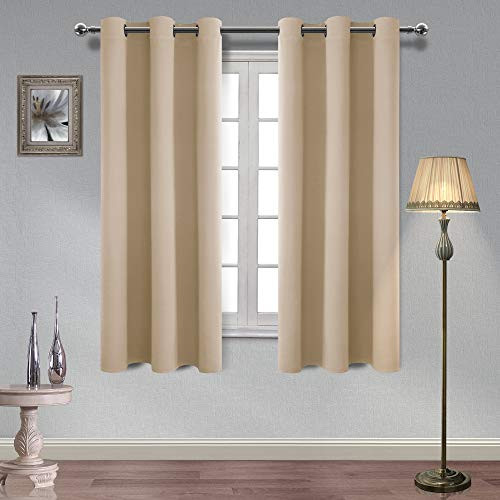 Hiasan Beige Blackout Curtains for Bedroom Thermal Insulated and Sun Blocking Grommet Room Darkening Window Curtains, 42 x 63 Inches Length, 2 Drape Panels