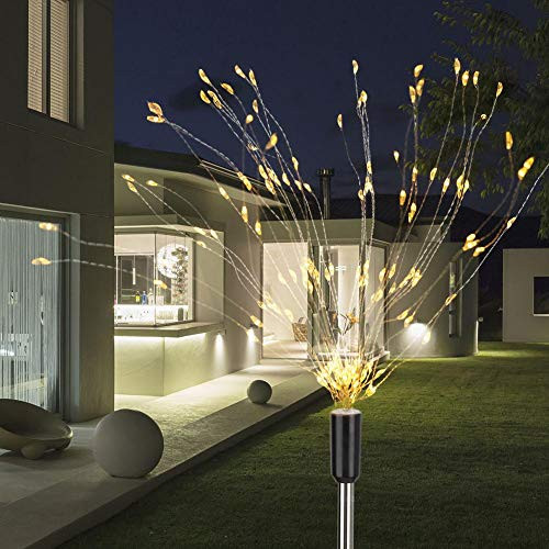 ?2021 New Year ?????????? Waterproof Solar Lawn Lamp, Warm Light Solar Firework Lamp, Eight Function Modes Remote Control for Lawn Garden Courtyard Roadside Poolside(Warm Light) ?2021 New Year ?????????? Waterproof Solar Lawn Lamp, Warm Light Solar Firework Lamp, Eight Function Modes Remote Control for Lawn Garden Courtyard Roadside Poolside(Warm Light)