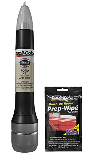 Dupli-Color AFM0376 Gold Ash Exact-Match Scratch Fix All-in-1 Touch-Up Paint for Ford Vehicles (C2) Bundle with Prep Wipe Towelette (2 Items) Dupli-Color AFM0376 Gold Ash Exact-Match Scratch Fix All-in-1 Touch-Up Paint for Ford Vehicles (C2) Bundle with Prep Wipe Towelette (2 Items)