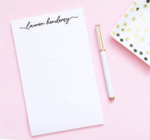 Elegant Personalized Notepads for Women, Casual Script Personalized Stationery for Women, Letter writing Stationary Paper, Personalized Notepads with Name, size 5.5in x 8.5in, 50 sheets