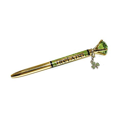 Ireland Design Celtic Print Designed Shamrock Charmed Pen, Gold Colour