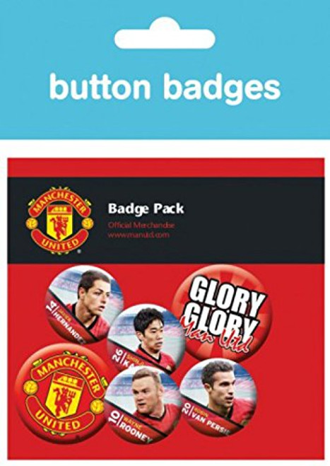 1art1 Football Badge Pack - Manchester United, Players, 4 X 25mm  and  2 X 32mm Badges (6 x 4 inches)