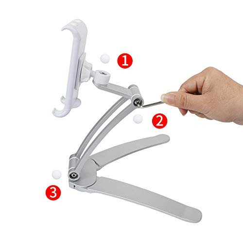 hudiemm0B Phone Bracket, Universal Adjustable Tablet Mobile Phone Stand Holder Table Desktop Bracket Silver