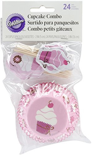 Wilton Pink Party Combo Baking Cups Pack, 24 Cups and 24 Picks