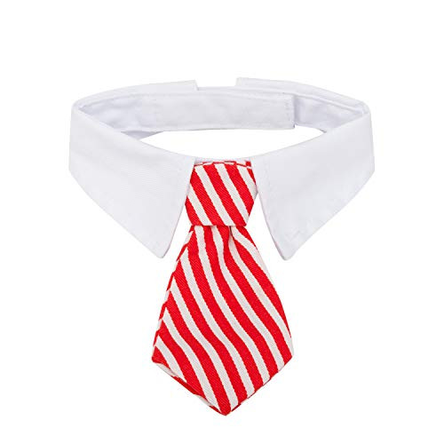 ZTON Pet Bowtie, Handcrafted Adjustable Formal Collar Neck Tie for Dogs  and  Cats (L, Red Stripe)