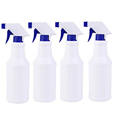 Povinmos 16 Oz 4 Pack Plastic Spray Bottles, Empty Water Bottle Leak Proof Adjustable Sprayers for Cleaning Solutions, Auto Detailing, or Bathroom and Kitchen, Commercial and Residential