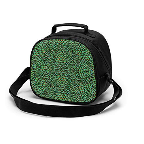 Insulated Lunch Bag Sparkle Psychedelic Green Dragon Scales Lunch Box Keep Your Food Cool, Lunch Tote, Adjustable Strap for Kids