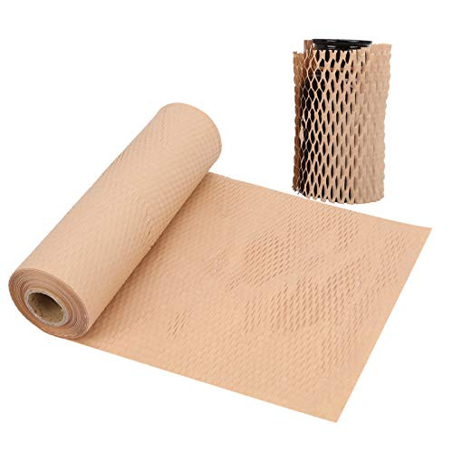 Packaging Paper 12 inch x157 inch Honeycomb Cushioning Wrap Roll Perforated-Packing, Eco-Friendly Alternative to Bubble Wrap, Innovative Packing Kraft Paper Roll for Shipping  and  Moving