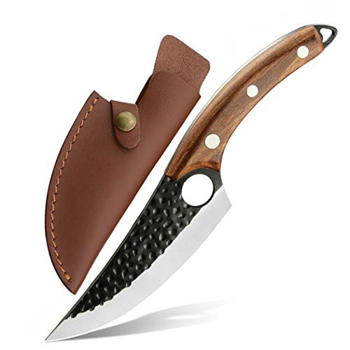 Boning Knives with Sheath and Gift Box Hand Forged Butcher Knife Fillet Meat Cleaver Knives Full Tang Kitchen Chef Knifes for Home, Camping, BBQ,Tactical (A-Boning Knife)