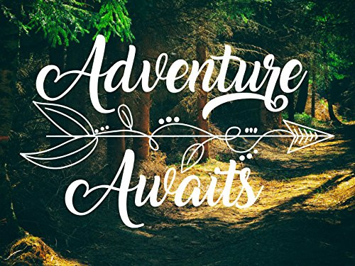 Susie85Electra Adventure awaits decal Wanderlust decal with arrow Adventure sticker with script writing Hiking decal