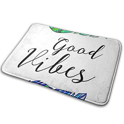 Bath mat,Good Vibes,Boho Art Style Feathers with Ethnic Feathers Hand Writing Type Native Tribal,Plush Bathroom Decor Mat with Non Slip Backing Soft Rug Mat Floor Mat 29.5 inch X 17.5 inch Bath mat,Good Vibes,Boho Art Style Feathers with Ethnic Feathers Hand Writing Type Native Tribal,Plush Bathroom Decor Mat with Non Slip Backing Soft Rug Mat Floor Mat 29.5 inch X 17.5 inch
