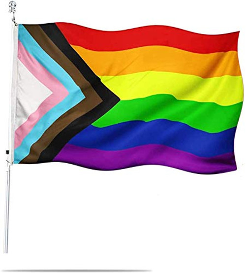 Progress Pride Rainbow Flag, Vivid Color 3x5 ft Outdoor Bisexual LGBTQ Non-Binary Lesbian Gay Transgender Prides Proculsexual Flags Progress Pride Rainbow Flag, Vivid Color 3x5 ft Outdoor Bisexual LGBTQ Non-Binary Lesbian Gay Transgender Prides Proculsexual Flags