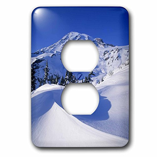 3dRose LSP_96083_6"Wa, Mt Rainier Np Near Glacier Vista, Mountain 2 Plug Outlet Cover, Multicolor
