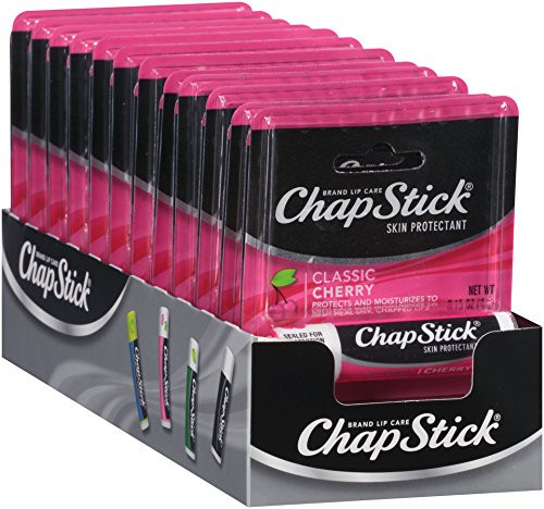 ChapStick Classic (24 Blister Packs of 1 Stick, 24 Total Sticks, Cherry Flavor) Skin Protectant Flavored Lip Balm Tube, 0.15 Ounce Each,24 Count (Pack of 1) ChapStick Classic (24 Blister Packs of 1 Stick, 24 Total Sticks, Cherry Flavor) Skin Protectant Flavored Lip Balm Tube, 0.15 Ounce Each,24 Count (Pack of 1)