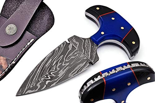 AishaTech Hand Made Hunting Knife Damascus Steel Blade Wood Handle with Sheath