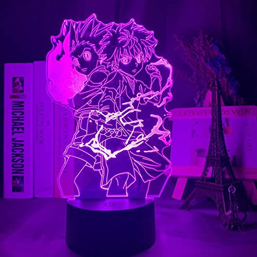 HOICHAN Boys Night Lights for Bedroom Gon and Killua Figure 3D Night Light Anime Hunter X Hunter Nightlight Lighting Child Gift HxH Lamp Bedside for Kid Bedroom Decor Japanese Anime,Remote 16 Colors