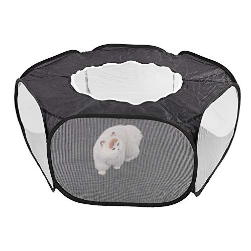 Zer one1 Pet Cage Tent, Waterproof Cloth Pet Folding Playpen, Pet Cage Tent Transparent Playpen Hamsters for Outdoor(Black)
