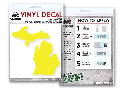 Nudge Printing Michigan Die-Cut Vinyl Car Window Decal Bumper Sticker Laptop Sticker 4 inch (Yellow)