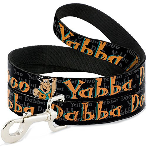 Buckle-Down Pet Leash - Fred Face/Pose YABBA DABBA DOO Black/Gray/Orange - 4 Feet Long - 1.5 inch Wide