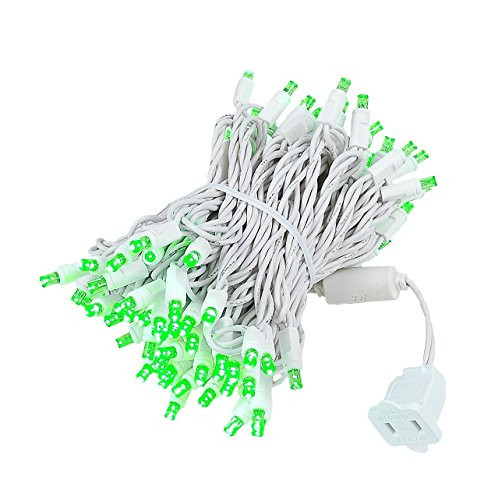 Novelty Lights 100 Light LED Christmas Mini Light Set, Outdoor Lighting Wedding Patio String Lights, Green, White Wire, 34 Feet