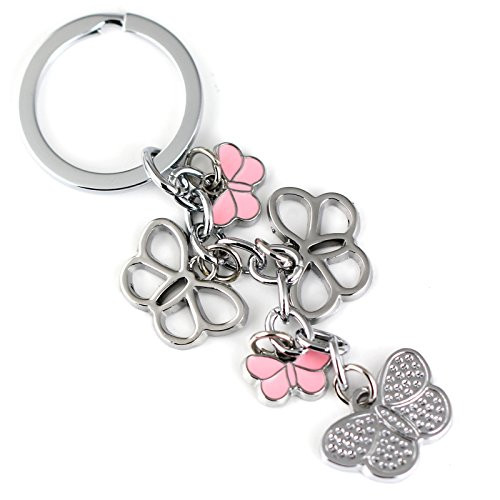 maycom Butterfly Keychain Fashion Accessories Insect Key Chain Ring Keyring Keyfob Keyholder (Pink)