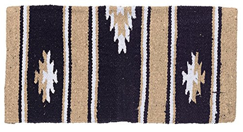 Tough-1 55percent Wool 19 inch x 19 inch Sierra Miniature Saddle Blanket with Navajo Pattern (Tan/ Black)