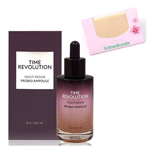 SoltreeBundle Time Revolution Night Repair Probio Ampoule 50ml / 1.69 FL.OZ with SoltreeBundle Oil Blotting Paper 50pcs