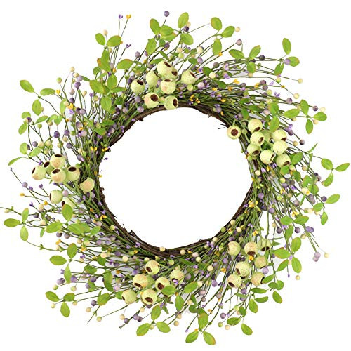 Artificial Berry Wreath,22 Green Wreath with Big Berries Pip Berry Wreath Spring/Summer Berry Wreath for Front Door Wall Window and Easter Decor Artificial Berry Wreath,22 Green Wreath with Big Berries Pip Berry Wreath Spring/Summer Berry Wreath for Front Door Wall Window and Easter Decor