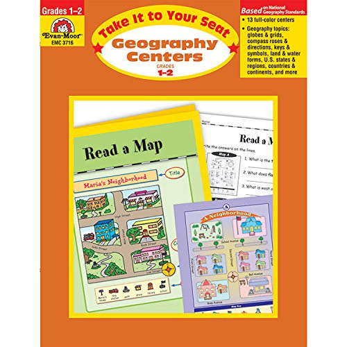 EVAN-MOOR 3716 Take It to Your Seat Geography Centers, Grades 1 to 2, 0.38 inch Height, 11 inch Width, 8.5 inch Length