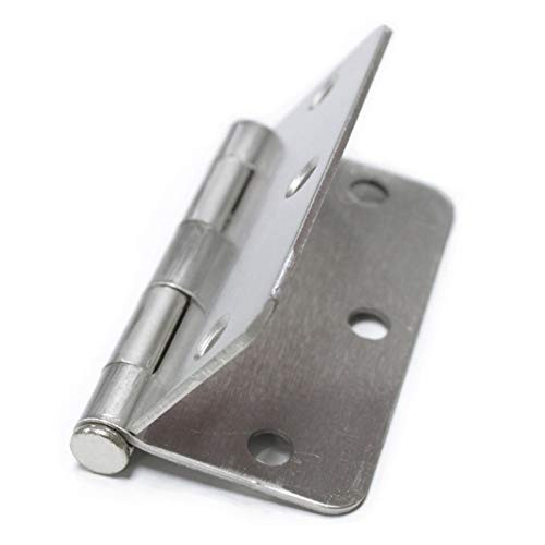 6 Pack Brushed Nickel Finish Door Hinges 3.5 by 3.5 inch with 1/4 inch Radius for Residential Usage, Thickness 2.15mm
