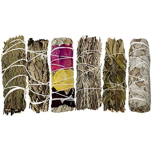 Smudge Kit with 6 Bundles - Smudging Kit Refill with Blue Sage Smudge Stick, Lavender Smudge Stick, Yerba Santa Smudge Stick, Cedar Smudge Stick, Flower Sage and White Sage Smudge Sticks for Cleansing Smudge Kit with 6 Bundles - Smudging Kit Refill with Blue Sage Smudge Stick, Lavender Smudge Stick, Yerba Santa Smudge Stick, Cedar Smudge Stick, Flower Sage and White Sage Smudge Sticks for Cleansing