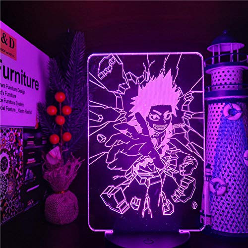3D Anime Light Boku no Hero Academia My Hero Academia EIJIRO Kirishima Led 3D Anime LAMP Color Changing Nightlights for Home Decor Remote