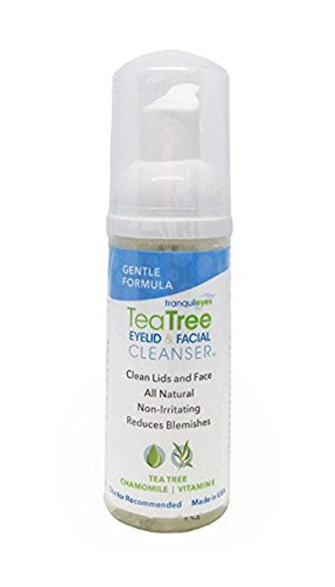 Gentle Formula Tea Tree Eyelid and Facial Cleanser (50 mililiters) Helps Reduce Dry Eye and Blepharitis Symptoms Caused by Demodex