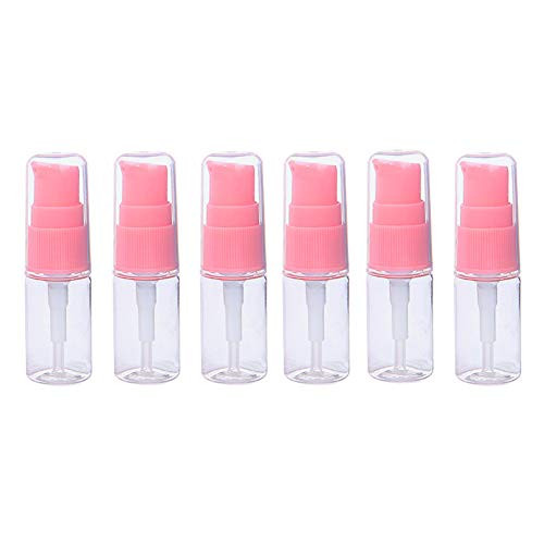 6 Pack Empty 10ml Plastic Pump Bottles Cream Shampoo Lotion Pump Bottle Refillable Sample Travel Bottles Toiletries Liquid Container Jar Pot Vial for Cosmetic Make-up (Transparent)