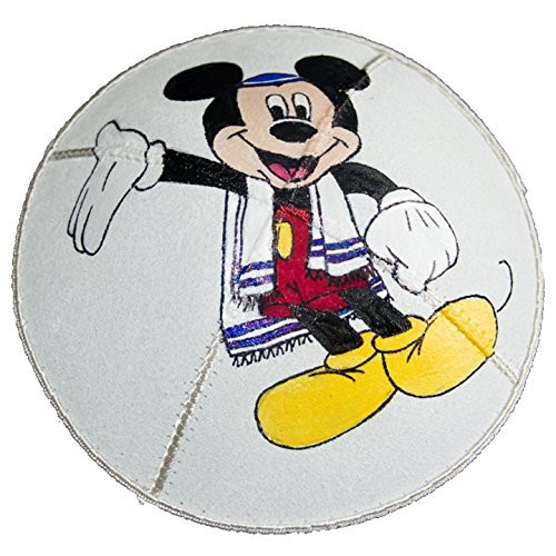 Hand-painted Kippah (Yarmulke) with a Jewish Mickey Mouse