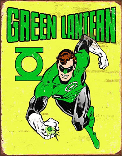 Desperate Enterprises Green Lantern - Retro Tin Sign, 12.5" W x 16" H