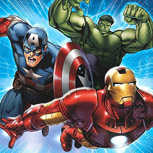 Amscan Avengers Birthday Party Beverage Napkins Tableware, Pack of 16, Multi, 5 inch X 5 inch, Paper Party Supplies