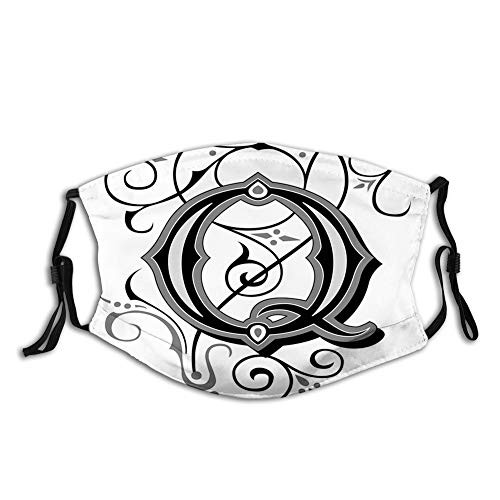 Flowers Flourishing Gothic Q Words Writing Artistic Style Face Mask Reusable Washable Masks Cloth for Men and Women