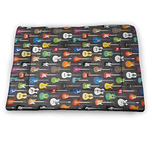 DayDayFun Guitar Pet Mats for Dogs Grunge Instruments Strings Creativity Writing Songs Digital Classic Acoustic Music Machine Washable Pet Bed Liner Multicolor 21 inchx14 inch