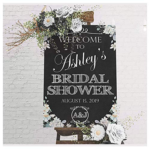 Floral Bridal Shower Chalkboard Sign, Floral Decor Welcome Sign, Black and White Theme, Wedding Shower Gifts, Bridal Shower Signs, Bachelorette Party, Party Supply Poster Size 24x18, 36x24 and 48x36
