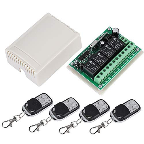 sjlerst Remote Relay Receiver Replacement Momentary Switch, Remote Control Relay, 4-Way Wireless Relay Switch Multi-Function for Motor for Light