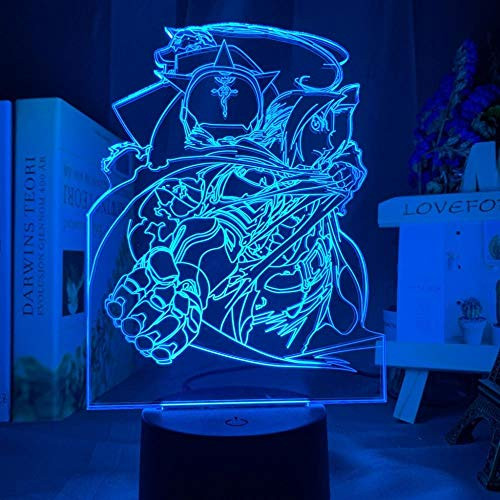 xdai 3D lamp Night Light for Kids Manga Fullmetal Alchemist Edward Elric Figure Color Changing Ative USB Desk led Lights for Bedroom