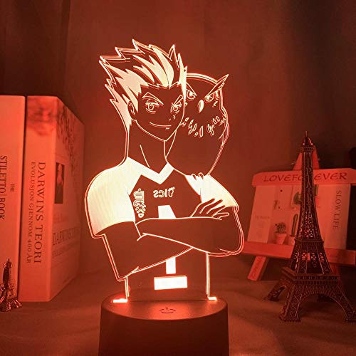 3D Led Lamps Kids Night Light Anime Haikyuu Hinata Shoyo Kageyama Tobio Sugawara Koushi Tanaka Figure Led Anime Lamps for Children Bedroom Dec 3D Night Light-Remote
