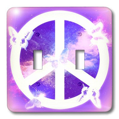 3dRose lsp_40236_2 Double Toggle Switch with Purple Universe Peace Sign and Butterflies 3dRose lsp_40236_2 Double Toggle Switch with Purple Universe Peace Sign and Butterflies