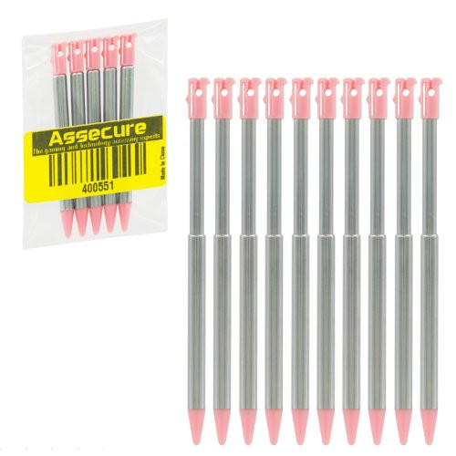 10x Assecure pink metal extendable retractable telescopic stylus slot In touch pen for Nintendo 3DS DS