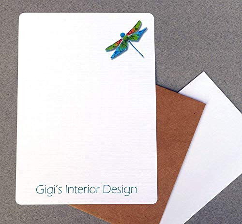 Complete Dragonfly Personalized Stationery Set, Custom Stationary Set With Envelopes, Girl's Letter Writing Paper, Women's Contemporary Personalized Stationery Kit