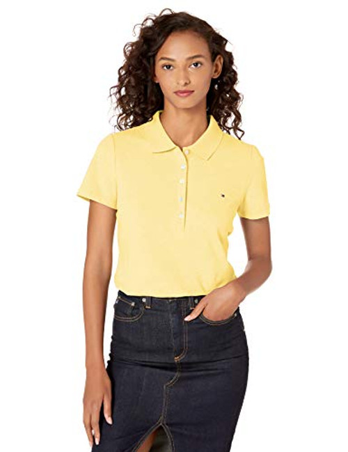 Tommy Hilfiger Women's Classic Short Sleeve Polo Shirt, Sunshine, Large